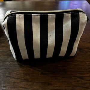 Lancôme Black and White Striped Makeup Bag
